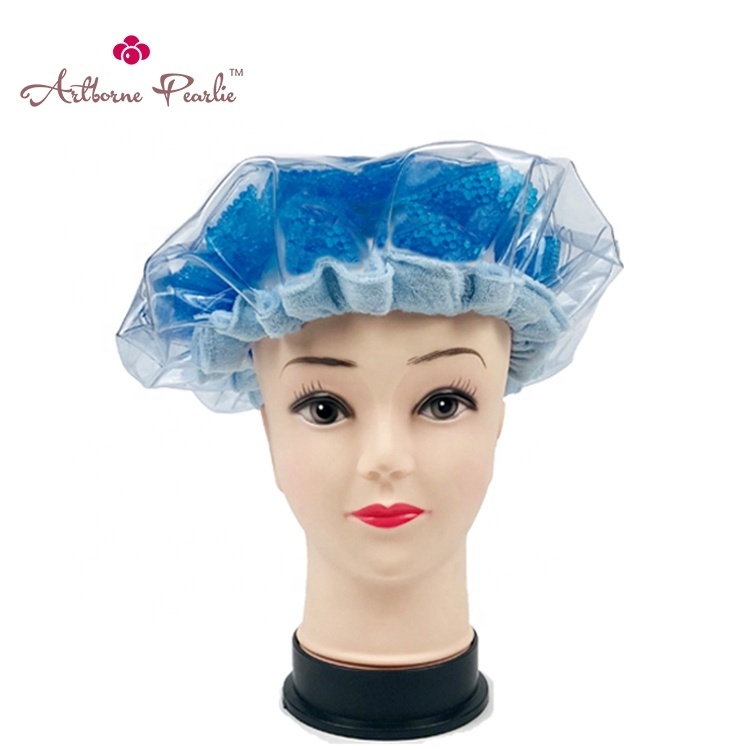 home use pearlie gel bead microwave heat conditioning hair care mask cap bonnet