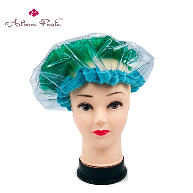 pearlie gel bead microwave heated Thermal condition steaming salon hair care mask cap bonnet
