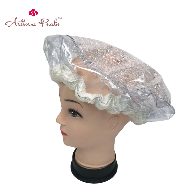 reusable pearlie gel bead microwave heated hot steaming steam hair mask cap bonnet
