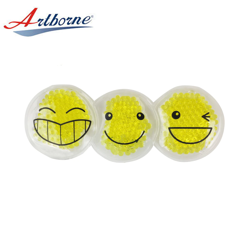 Customized Round Shape Smile Pattern Heat Cold Pack for Hand Warmer Reusable Hot and Cold Therapy Gel Bead Ice Gel Pack for Gift
